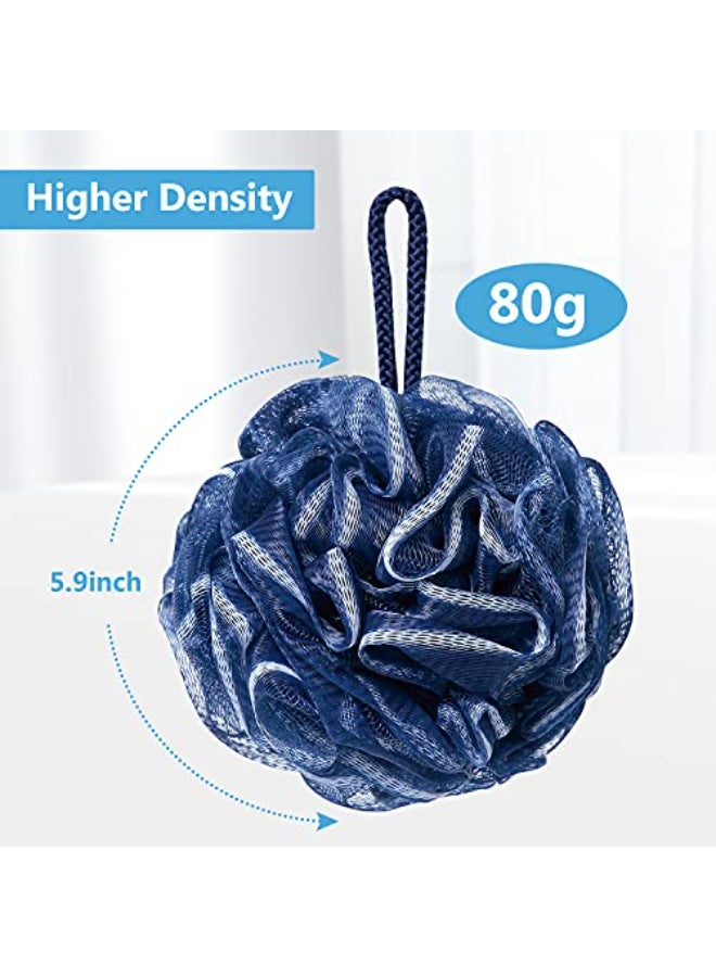 VANZAVANZU Bath Loofah Large 80g Shower Sponge Body Scrubber Mesh Pouf for Men and Women Set of 4 Navy Blue - Image 4
