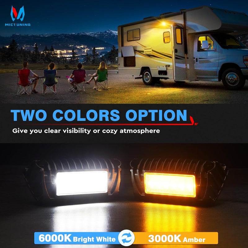 MICTUNING RV Exterior LED Porch Utility Amber/White Light 12V Each Replacement Lighting for RVs Trailers Camper, 2 Pcs - Image 2