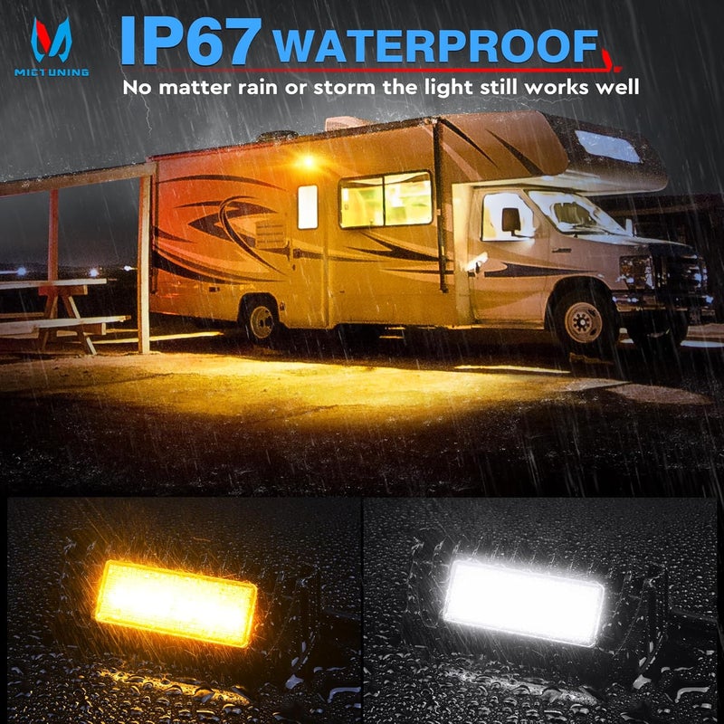 MICTUNING RV Exterior LED Porch Utility Amber/White Light 12V Each Replacement Lighting for RVs Trailers Camper, 2 Pcs - Image 5