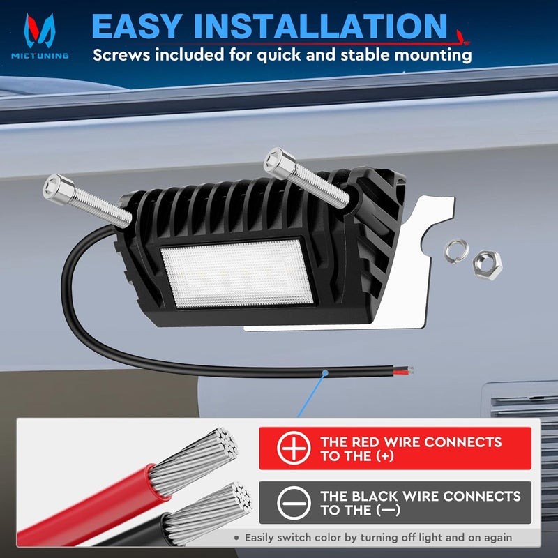 MICTUNING RV Exterior LED Porch Utility Amber/White Light 12V Each Replacement Lighting for RVs Trailers Camper, 2 Pcs - Image 4