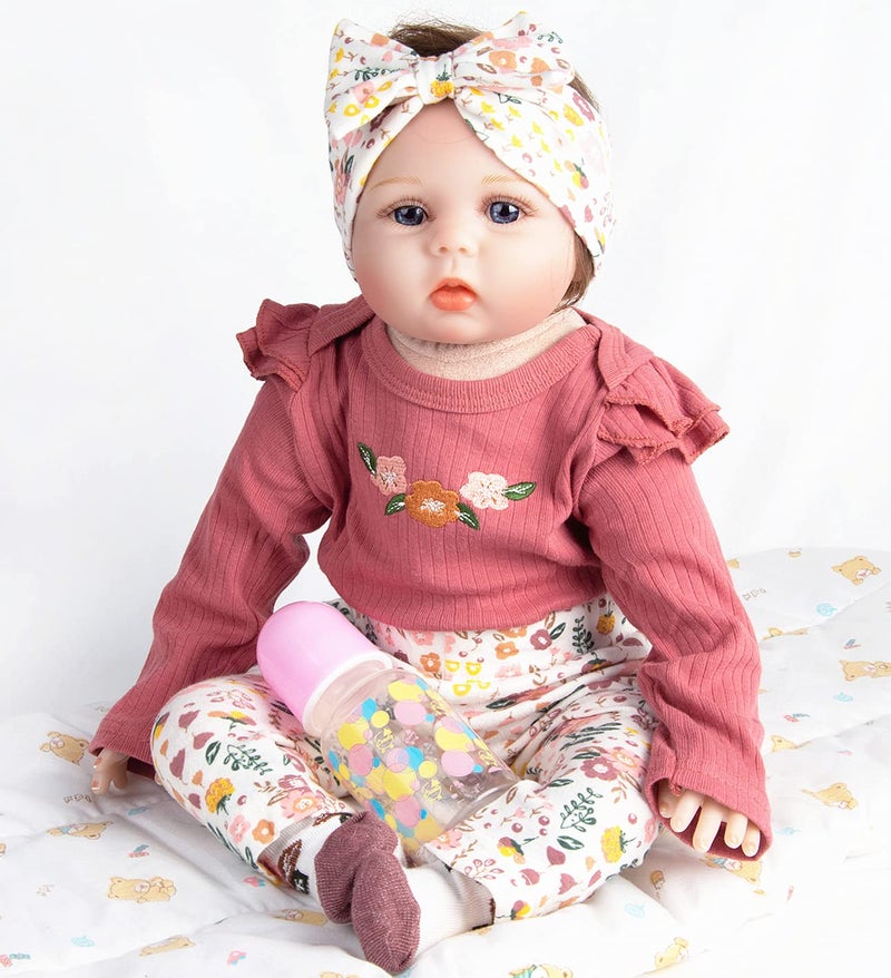Pedolltree Reborn Baby Doll Clothes 22 inch Girl Outfit Accessories for 20-22 Inch Reborn Doll Baby Girl Doll Clothes 4pcs Set, Medium - Image 3