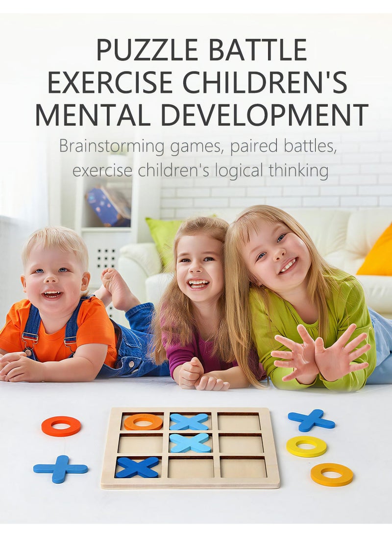 LKTOCAFT - 3 PCS Tic Tac Toe Board Game, Party Favors for Kids Birthday Return Gifts, Classical Wooden OX Family Board Game, Children's Game, - Image 1