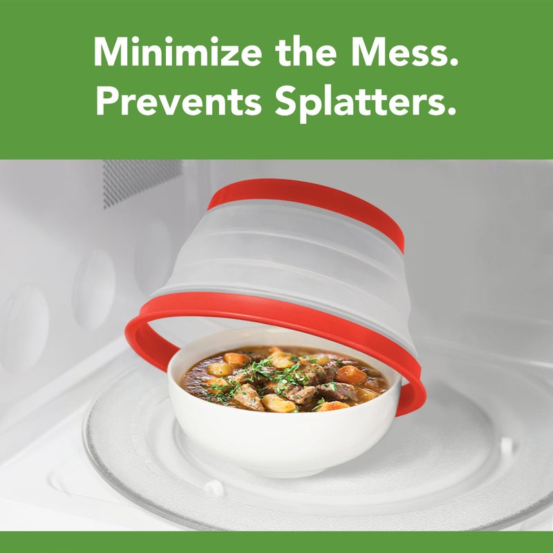 Tovolo Microwave Splatter Cover for Food, Large (Candy Red Apple) - Collapsible & Vented Silicone Splatter Guard Lid - Microwave Plate & Dish Cover with Handle - BPA-Free Kitchen Gadget for Meal Prep - Image 2