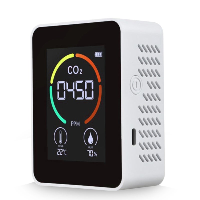 CO2 Detector: White 3 In 1 Color Screen Display - Portable USB Charging Air Analyzer for Home, Office, Indoor & Outdoor Use - Image 1