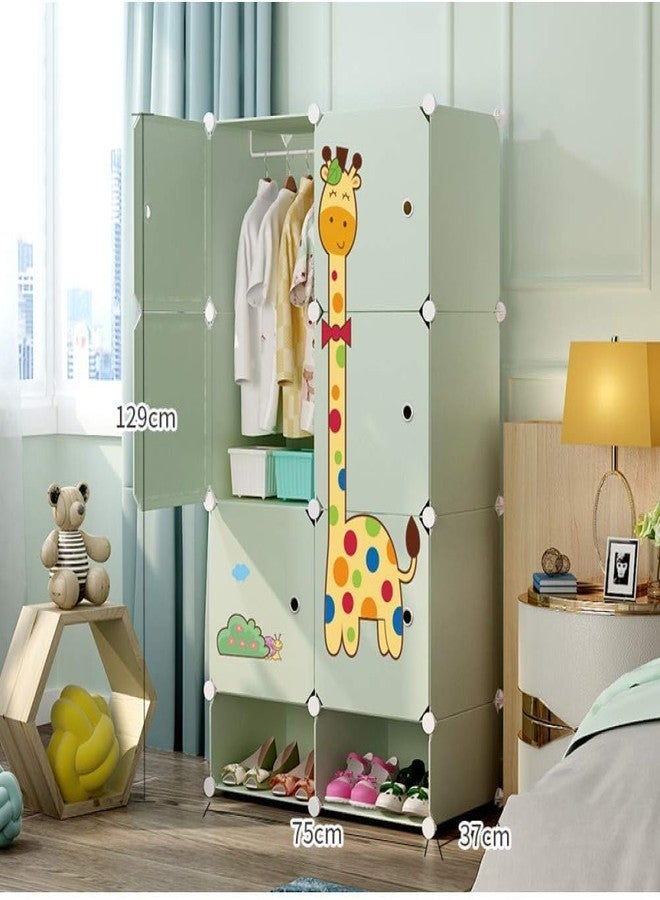 EXVITO 12 Door Kids Plastic Wardrobe for Clothes, Foldable Plastic Almirah for Clothes, Collapsible Wardrobe for Storage, Baby Cupboard for Clothes Storage - (Dyno Green, 8 Door) - Image 3