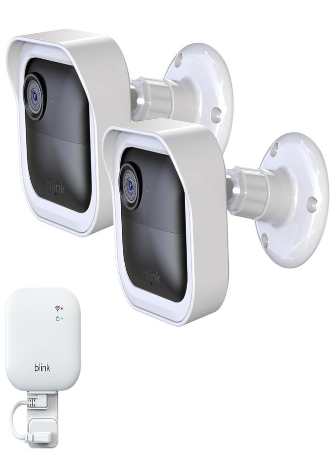Pefecon Blink Outdoor 4th Gen Camera Mount, 2Pack Weatherproof Housing and 360 Degrees Adjustable Bracket with Sync Module Mount for Blink Outdoor Camera System (White, Cameras not Included) - Image 1