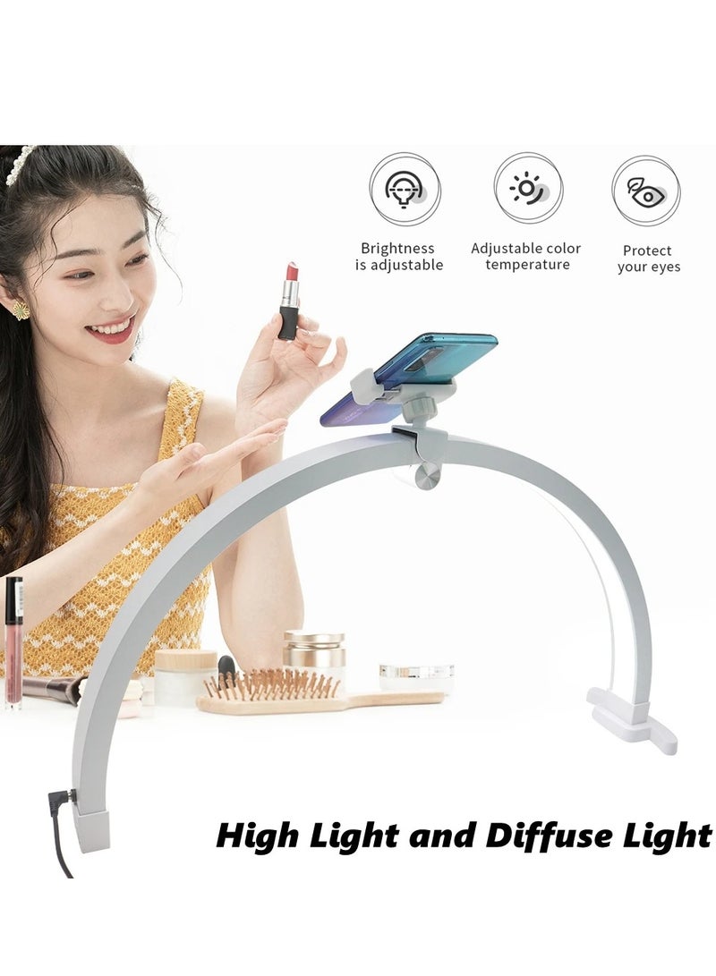 HD-M12X Half Moon Led Light 20W Touch Panel Control Foldable ABS Aluminum Alloy 3200-5600K Desk Lamp for Tattoo Nails Beauty Salon Makeup (White) - Image 3