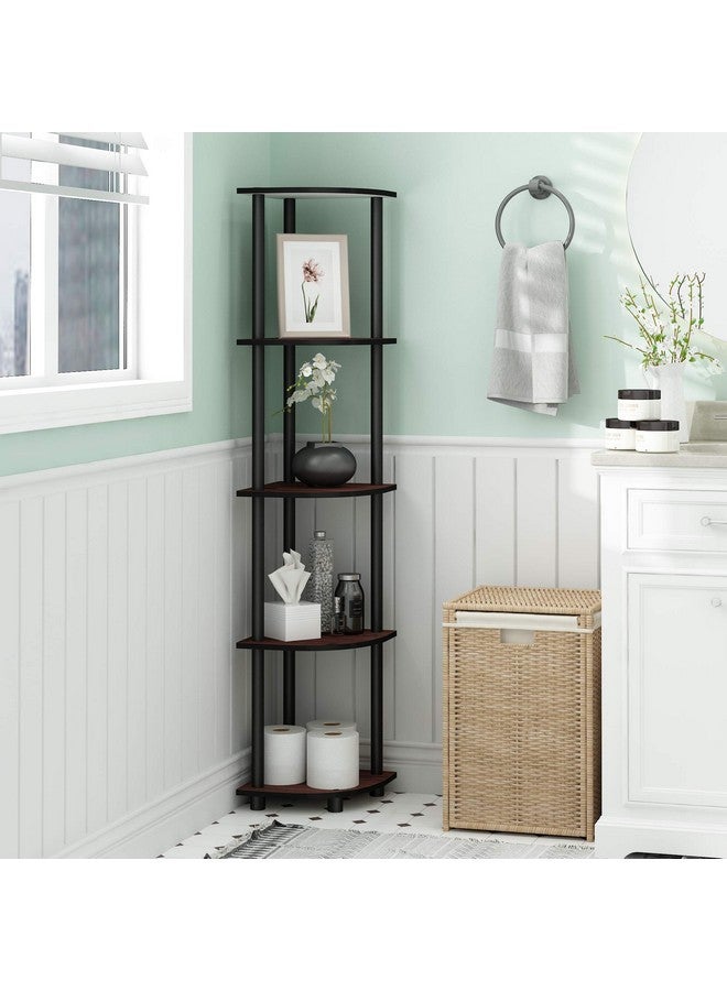 Furinno Furinno Turn-N-Tube 5 Tier Corner Display Rack Multipurpose Shelving Unit, 1-Pack, Dark Cherry/Black  - Image 2