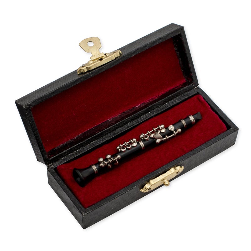 Broadway Gifts Broadway Gift 3 Inch Black Clarinet Music Instrument Miniature Replica with Lined Case - Image 1