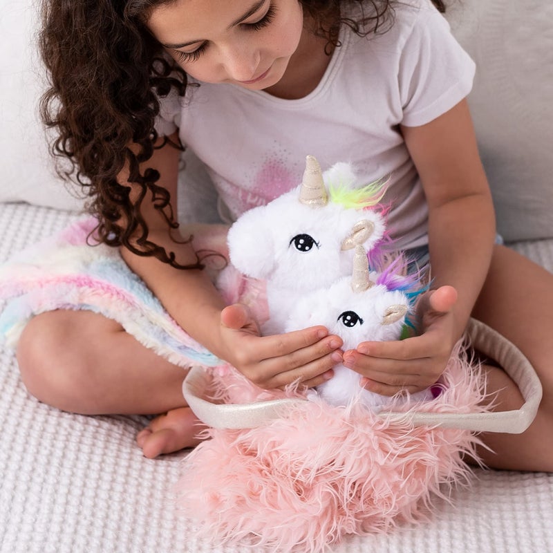 Perfectto Design Unicorn Toy for Girls Age 3, 4, 5. 4 PCS Set - Mommy Baby Stuffed Animal, Bag and a Doll Blanket. Unicorn Gift for 3-6 Year Old Girl Birthday or Christmas. (White Rainbow) - Image 5