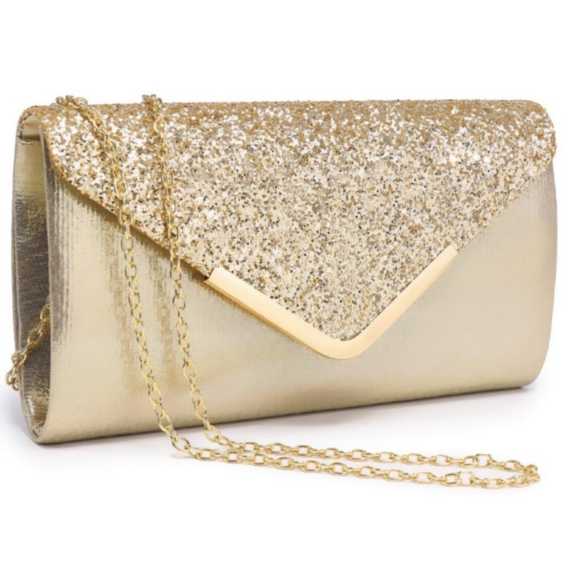 Dasein Women Evening Bags Formal Clutch Purses for Wedding Party Prom Handbags with Shoulder Strap and Glitter Flap - Image 1