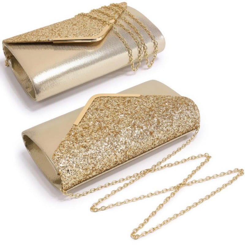 Dasein Women Evening Bags Formal Clutch Purses for Wedding Party Prom Handbags with Shoulder Strap and Glitter Flap - Image 2