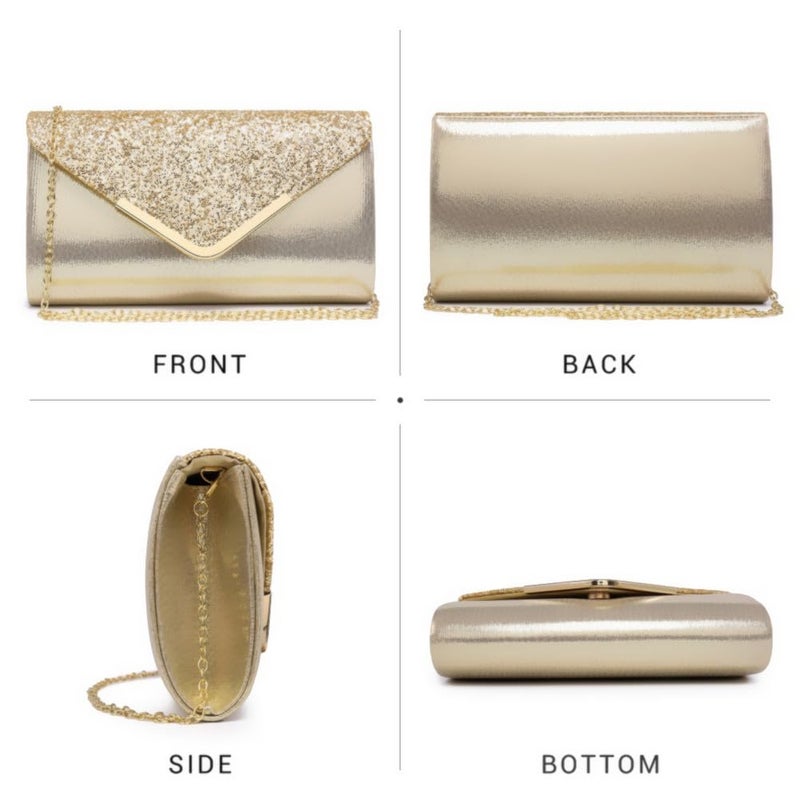 Dasein Women Evening Bags Formal Clutch Purses for Wedding Party Prom Handbags with Shoulder Strap and Glitter Flap - Image 3