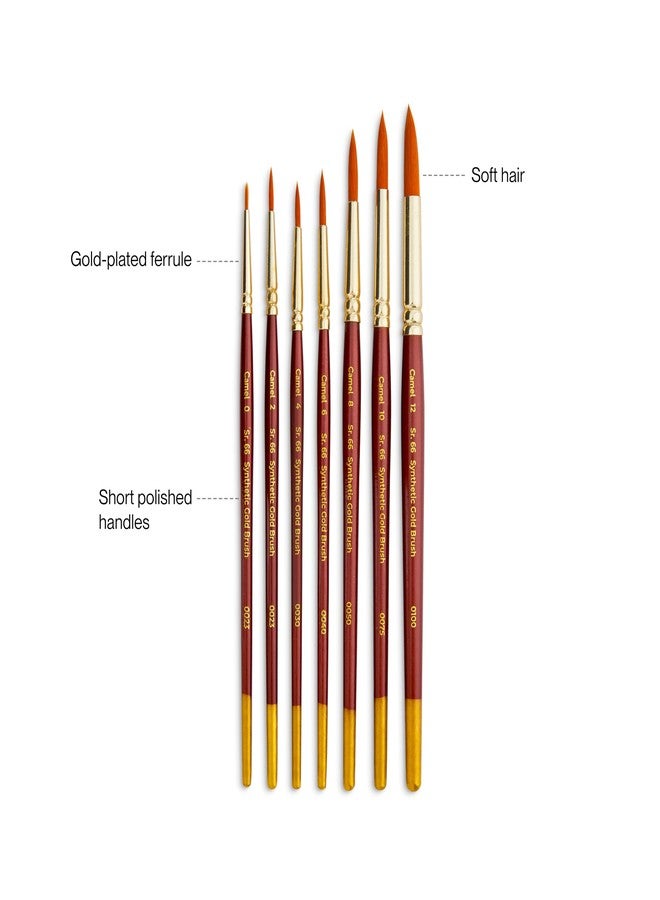 Camel Paint Brush Series 66 - Round Synthetic Gold, Set of 7 - Image 2