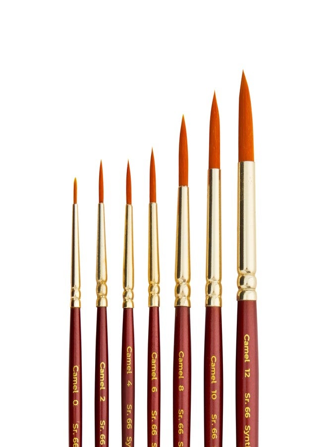Camel Paint Brush Series 66 - Round Synthetic Gold, Set of 7 - Image 3