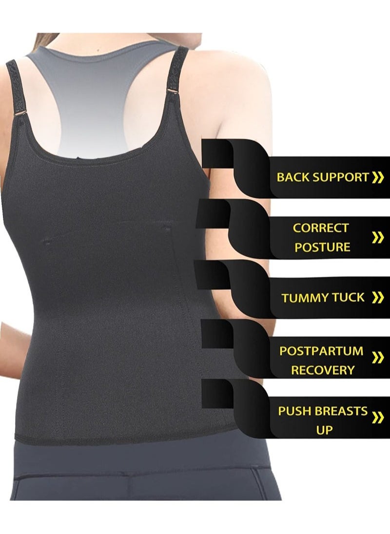 AGD - Women's Zippered Waist Trainer Corset Workout Corset Black - Image 1
