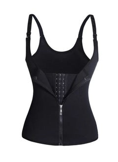 Women's Zippered Waist Trainer Corset Workout Corset Black