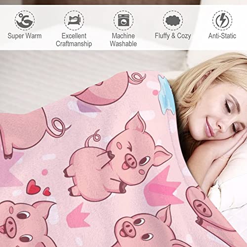 AIOMXZZ Pig Blanket Gifts, 40"x50" Flannel Fleece Throw Blanket Soft for Girls Boys Adults, Lightweight, Comfortable, Warm Cute Pig Themed Blanket for Bed Couch - Image 4