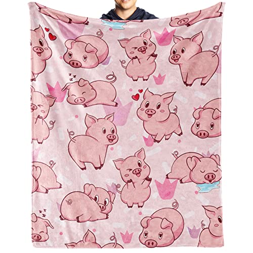 AIOMXZZ Pig Blanket Gifts, 40"x50" Flannel Fleece Throw Blanket Soft for Girls Boys Adults, Lightweight, Comfortable, Warm Cute Pig Themed Blanket for Bed Couch - Image 1