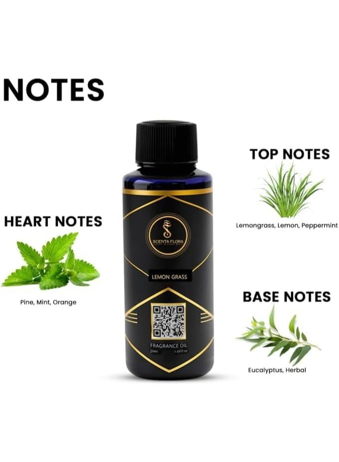 SCENTA FLORA Lemongrass Fragrance Oil for Scent Diffusers Aromatherapy 50ml | IFRA Certified | Blend of Lemongrass and Orange | Suitable for Home, Kitchen, Office & Bathrooms - Image 2