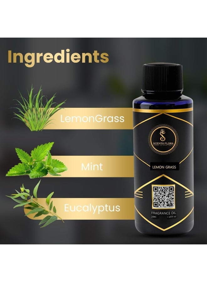 SCENTA FLORA Lemongrass Fragrance Oil for Scent Diffusers Aromatherapy 50ml | IFRA Certified | Blend of Lemongrass and Orange | Suitable for Home, Kitchen, Office & Bathrooms - Image 3