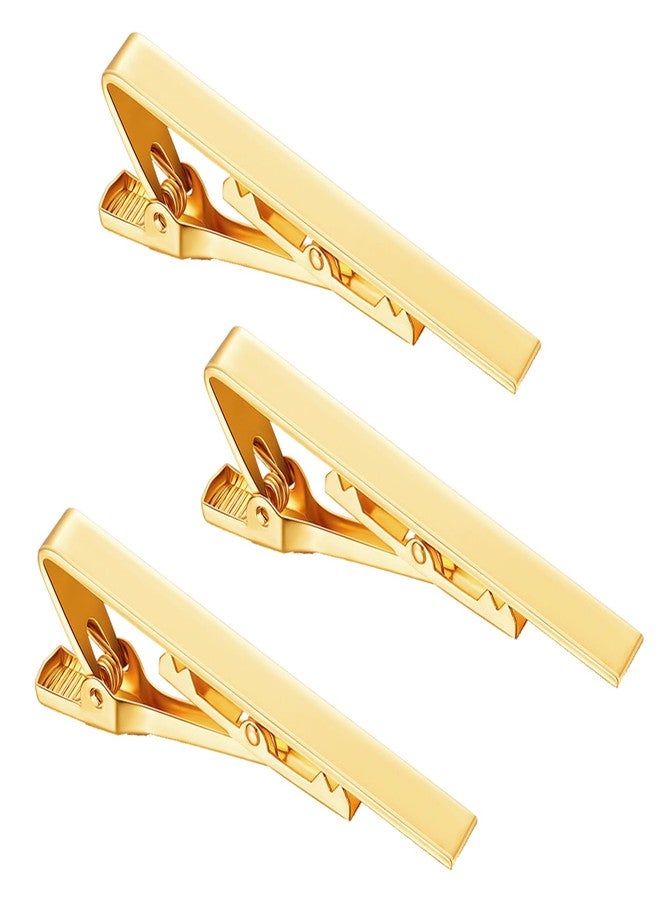 Roctee Gold Tone Tie Clips for Men, 3 Pack Classic Style Mens Necktie Tie Bar, Simple Ties Clips Clasps Pinch Bars Pins Clips for Regular Ties Best Xmas Father Boyfriend Gifts… - Image 1