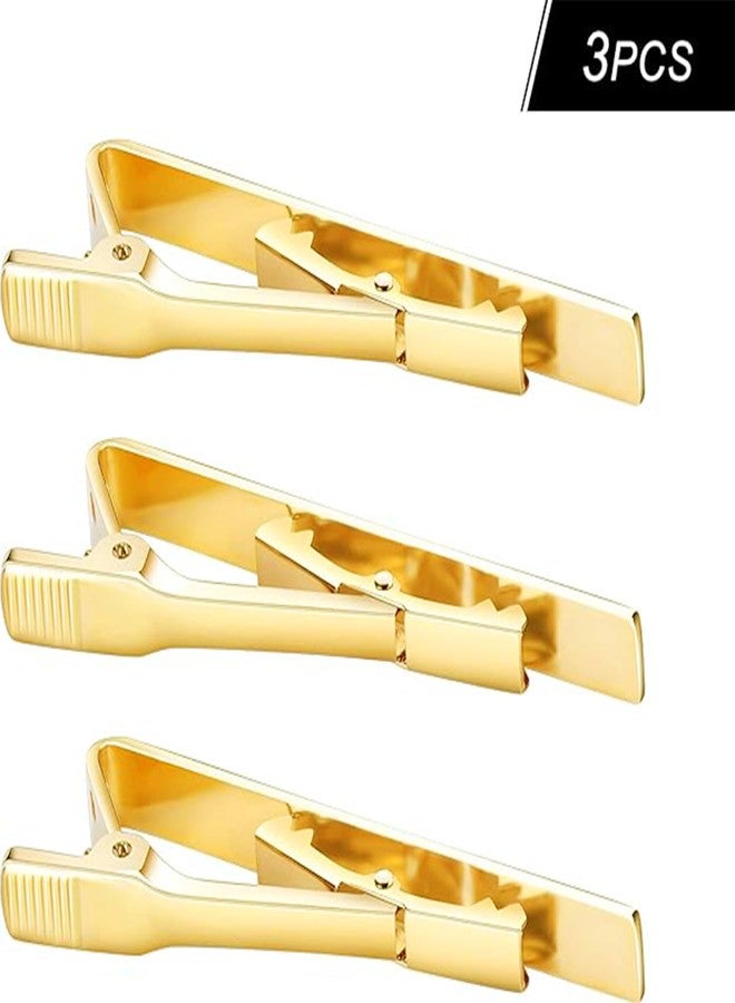 Roctee Gold Tone Tie Clips for Men, 3 Pack Classic Style Mens Necktie Tie Bar, Simple Ties Clips Clasps Pinch Bars Pins Clips for Regular Ties Best Xmas Father Boyfriend Gifts… - Image 2