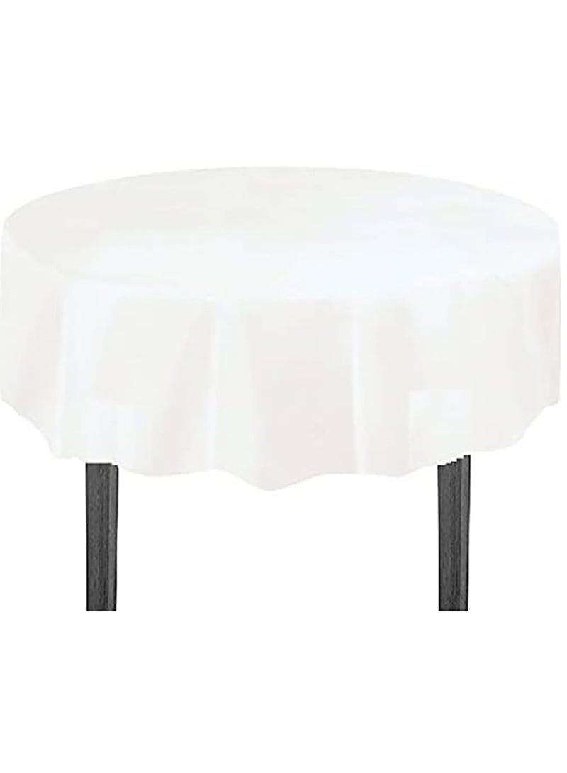 Round Disposable Tablecloth,84inch Plastic Table Cloth for Parties Picnic Birthday Wedding Banquet - Image 1