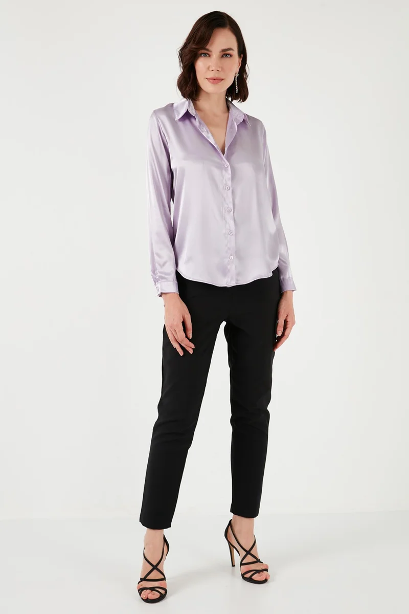 Lela Regular Fit Satin Classic Shirt Women's Shirt 66939642S4