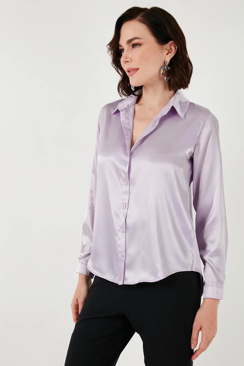 Lela Regular Fit Satin Classic Shirt Women's Shirt 66939642S4