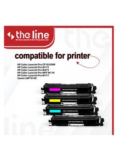 The Line The Line 126A CE310A CE311A CE312A CE313A Compatible Toner Set for HP Laserjet Pro M175 M175nw M175a M176n M177fw CP1025 CP1025nw M275 M275nw Printer (Black Blue Yellow Magenta )  - Image 2