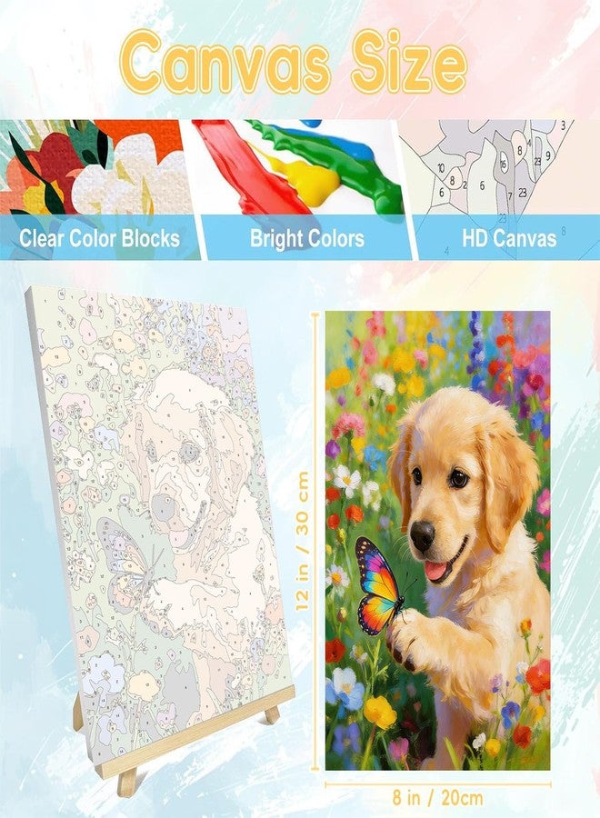HITO Dog Paint by Numbers Kit for Kids 6-8-12 with Frame Easel - Animal Paint by Numbers for Kids, Easy Painting with Number DIY Acrylic Oil Painting Kits for Home Wall Decor (8X12 inch) - Image 4