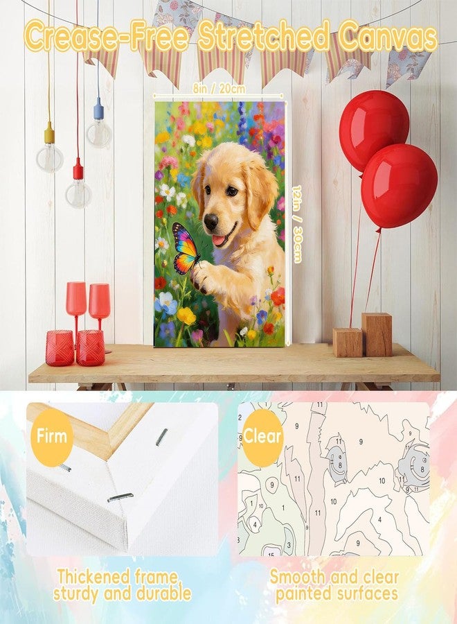 HITO Dog Paint by Numbers Kit for Kids 6-8-12 with Frame Easel - Animal Paint by Numbers for Kids, Easy Painting with Number DIY Acrylic Oil Painting Kits for Home Wall Decor (8X12 inch) - Image 2