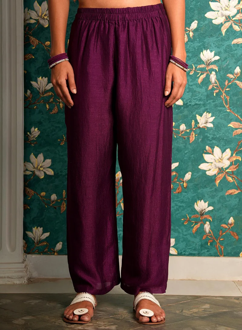 QISSA Women's Plum Purple Noir Ensemble Kurta Set