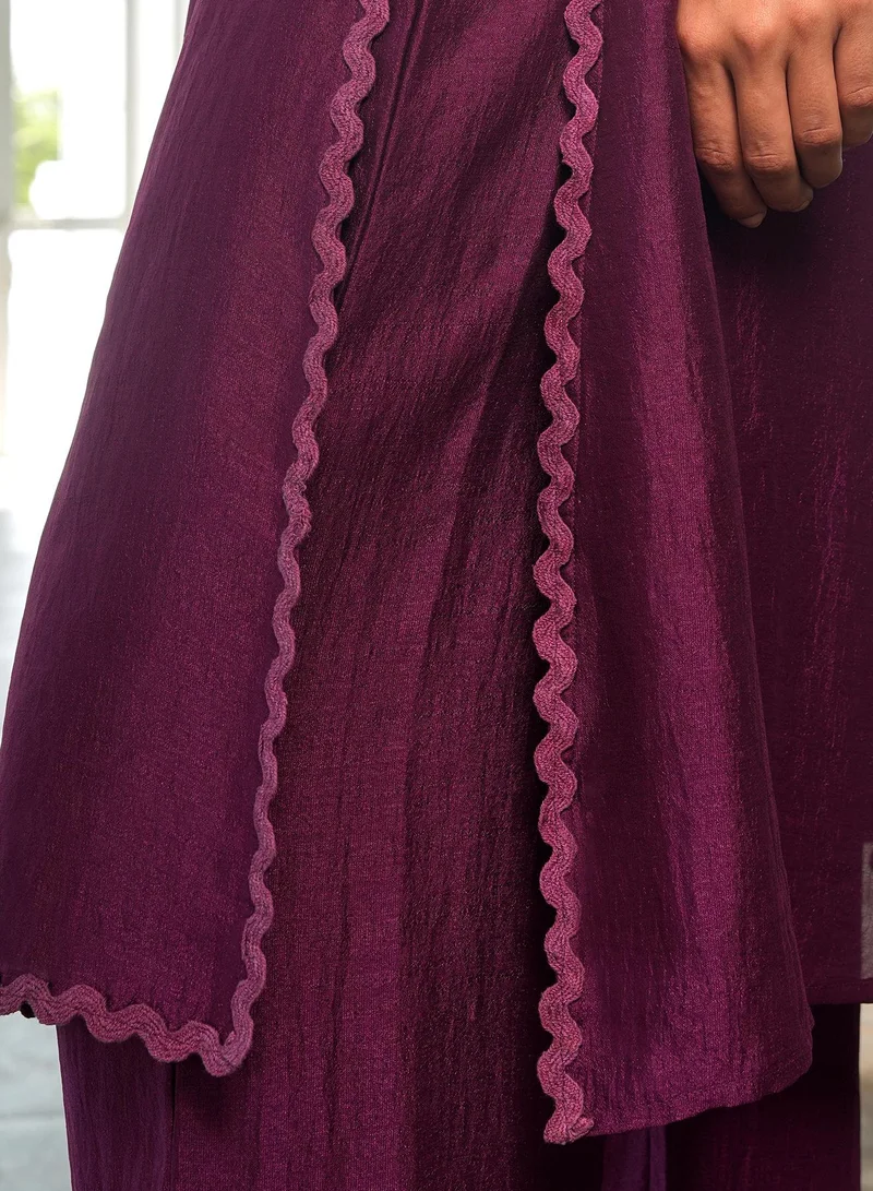 QISSA Women's Plum Purple Noir Ensemble Kurta Set
