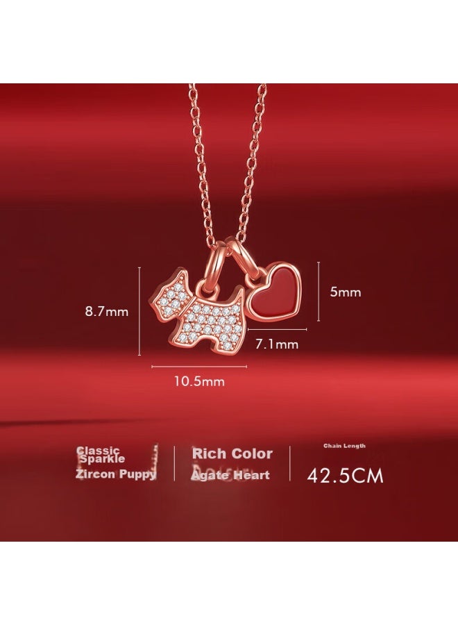 Agatha Light Luxury Heart-shaped Dog Silver Necklace For Women Elegant Present For Girlfriend - Image 4