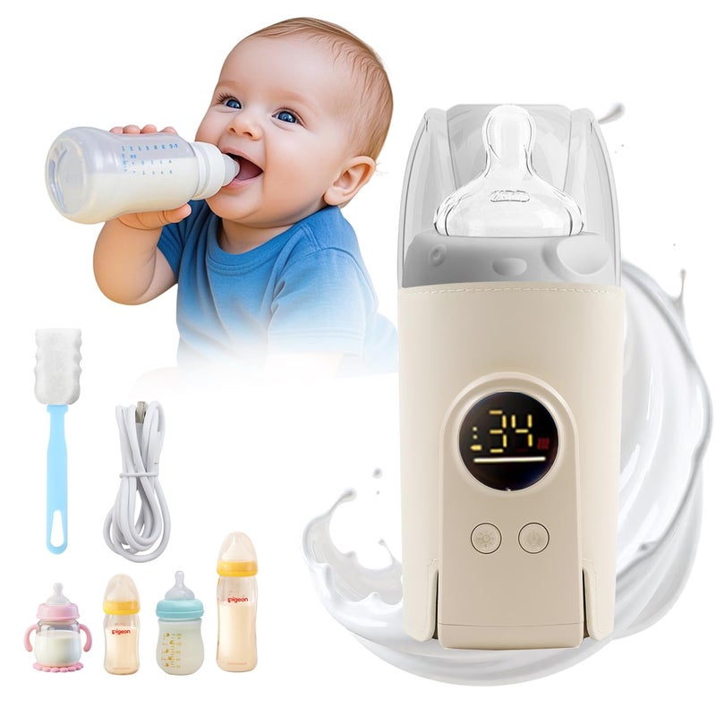 Abnaok Portable Milk Warmer for Travel, On The Go Baby Bottle Warmer, Waterless Bottle Warmering with Battery-Powered for Home Outdoor, Fast Heating & Precise Temperature Control with LCD Display - Image 1