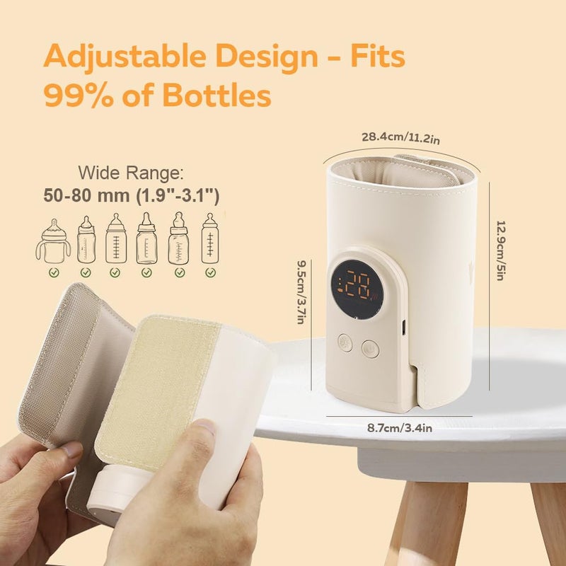 Abnaok Portable Milk Warmer for Travel, On The Go Baby Bottle Warmer, Waterless Bottle Warmering with Battery-Powered for Home Outdoor, Fast Heating & Precise Temperature Control with LCD Display - Image 5