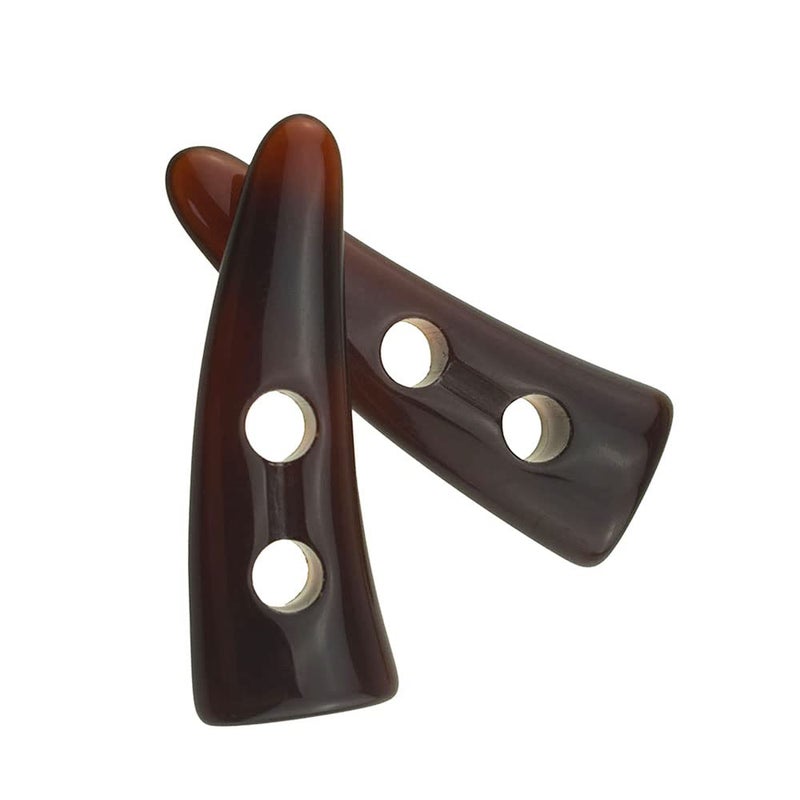 Binzzo Two Holes Toggle Buttons 50 X 17mm Bone Horn Buckle Thread Hole Smooth Soft Touch Handy Durable Easy Manipulate Not Get Stuck for Crafts Coat Chunky Sweater Sewing Knitting Resin Brown 10pcs