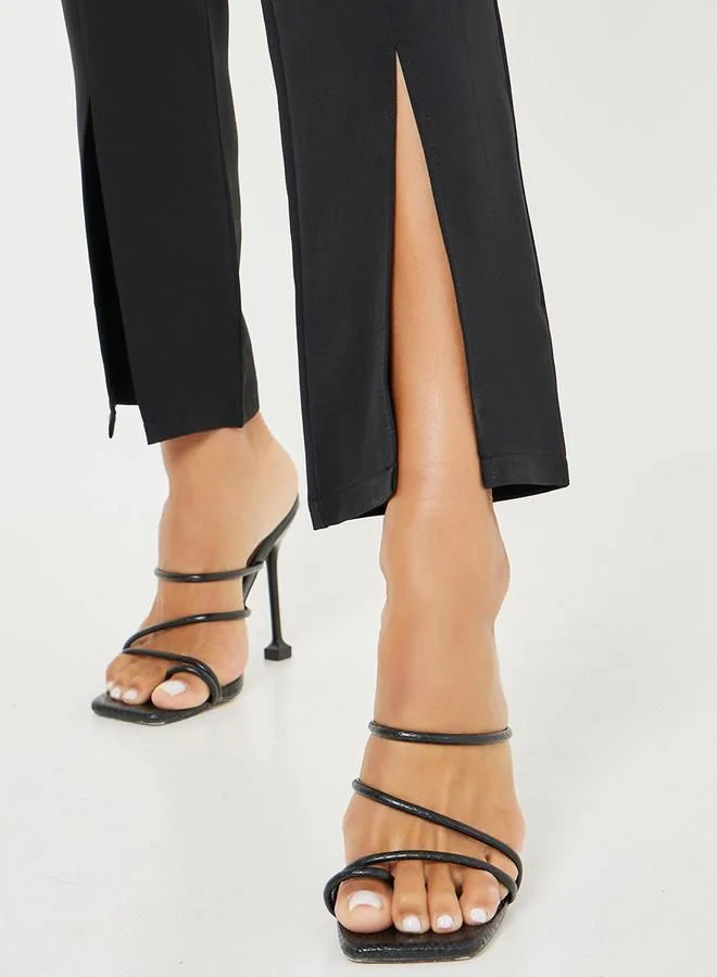 Styli High Rise Split Hem Detail Slim Fit Trouser
