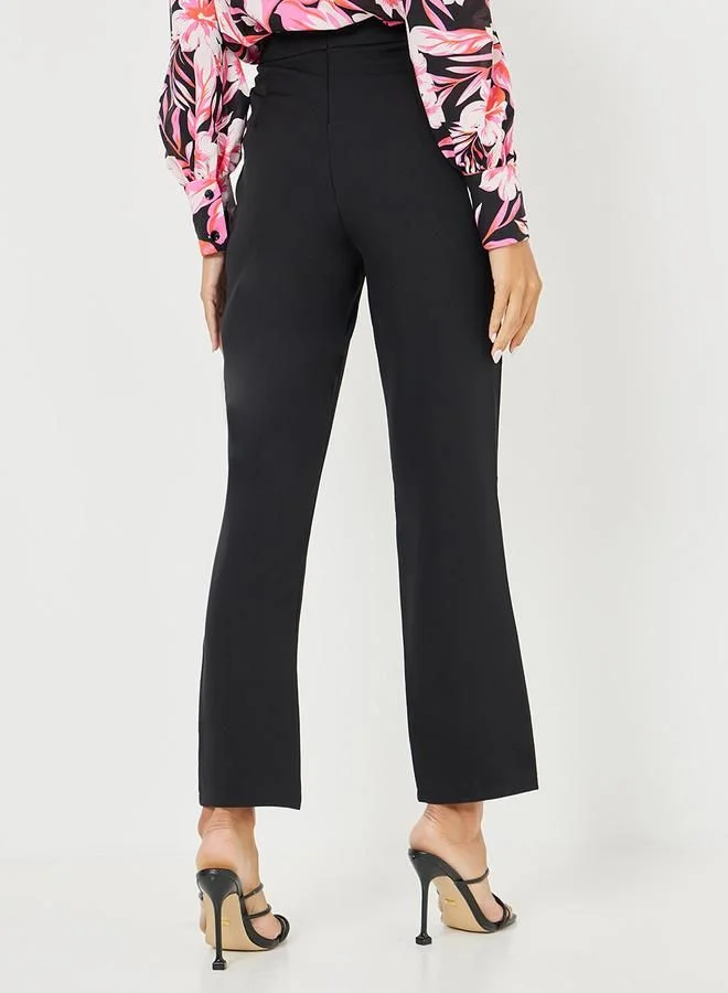 Styli High Rise Split Hem Detail Slim Fit Trouser