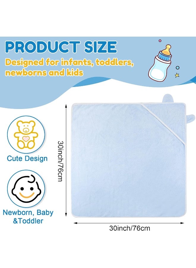 Lounsweer 6 Pieces Baby Bath Towels 30 x 30 Inch Hooded Baby Towel Bath Blanket Absorbent Coral Fleece Hooded for Toddler Infant Newborn Shower Gift Supplies - Image 2