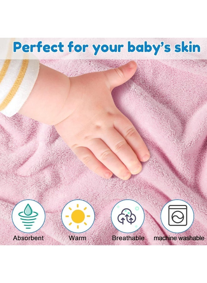 Lounsweer 6 Pieces Baby Bath Towels 30 x 30 Inch Hooded Baby Towel Bath Blanket Absorbent Coral Fleece Hooded for Toddler Infant Newborn Shower Gift Supplies - Image 3