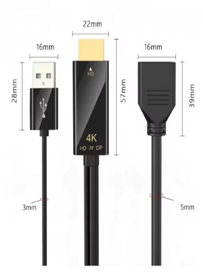 HDMI To Displayport Adapter 4k@60Hz, Male To Female Converter Cable HDMI To DP 1.2 With Usb Power For Monitor, Computer, PS4, High Speed, HD/M+USB2.0/M TO DP/F Compatible, 0.65FT, 25cm, Not Bidirectional - Image 1