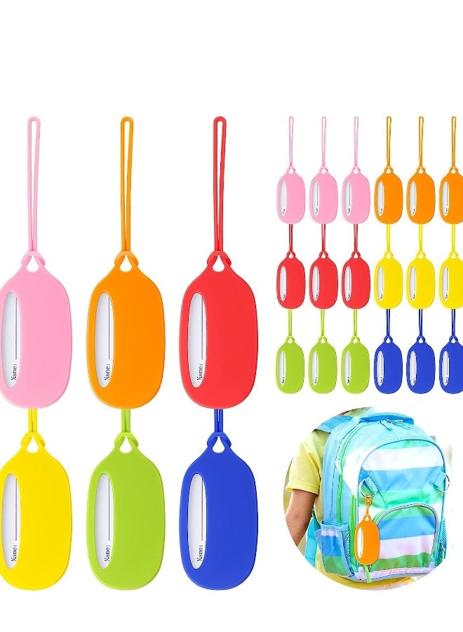 Luggage Tags, 24 Pack Kids Luggage Tags Silicone Bag Tags for Backpacks Kids Backpack Tags with Name/ID/Address Card Suitcase Tags Identifiers Name Tags for Luggage, Travel Essentials - Image 1