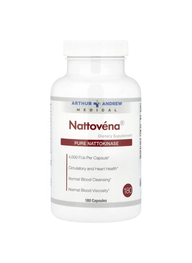 Arthur Andrew Medical Arthur Andrew Medical, Nattovéna®, Pure Nattokinase, 4,000 FUs, 180 Capsules  - Image 1