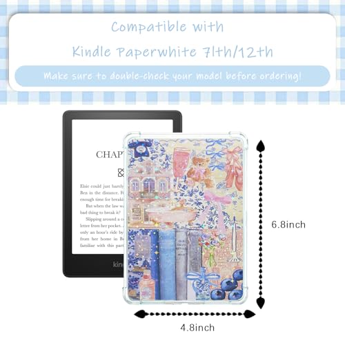 JINGSEN Cute Case Insert Cards Set for Kindle,6 Book-Themed Designs with Charms Set for Kindle and USB-C Dust Plugs,for 11th/12th Generation,6.8 x 4.8 inches(Blue) - Image 3