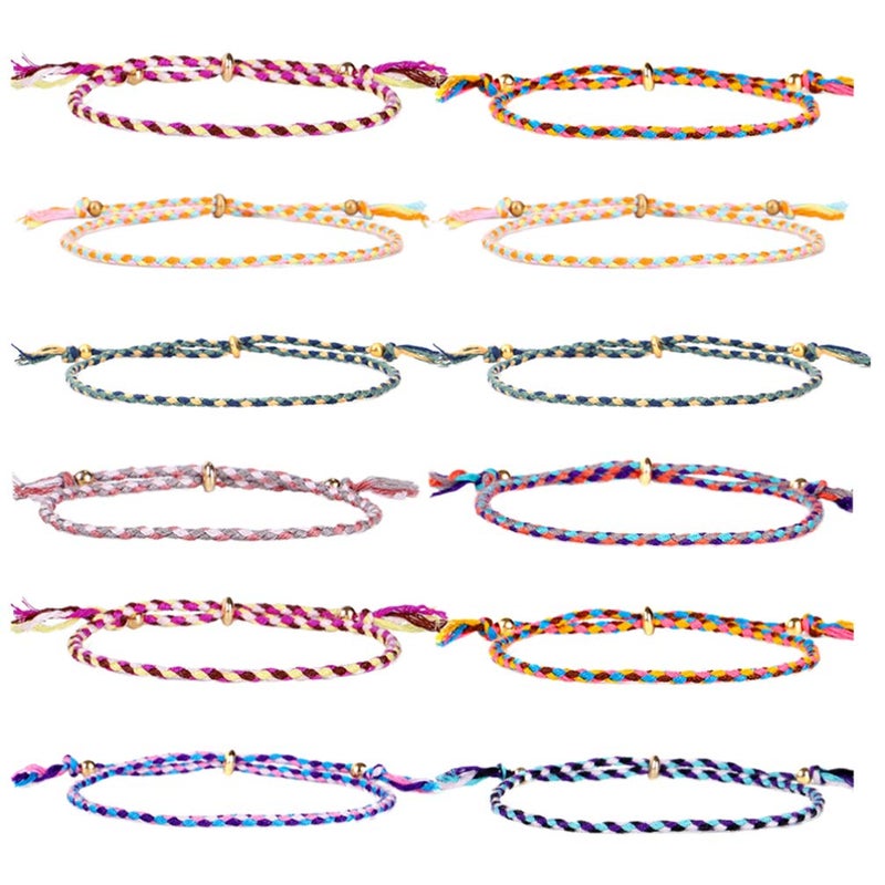 Healifty 12pcs Wave Bracelet Braided Rope Bracelet Set Wave Strand Bracelet Summer Anklet Bracelet Thread Bracelets Friendship Jewelry(Mixed Color) - Image 2