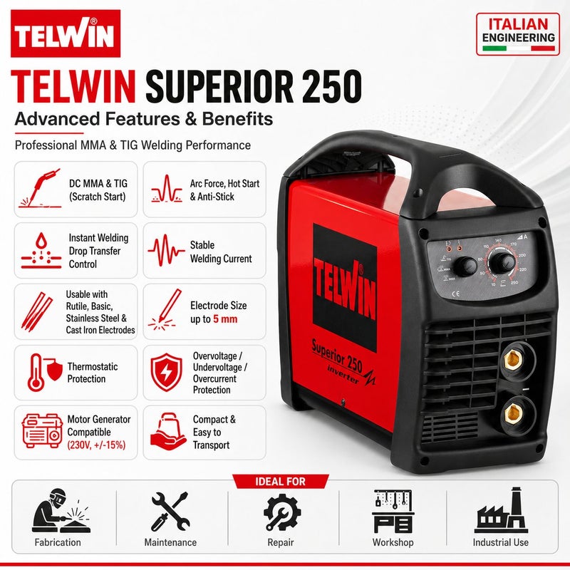 Telwin TIG Welding Machine WS TIG250 Inverter Welder 250A Professional DC TIG MMA Welding Machine For Workshop Use - Image 3