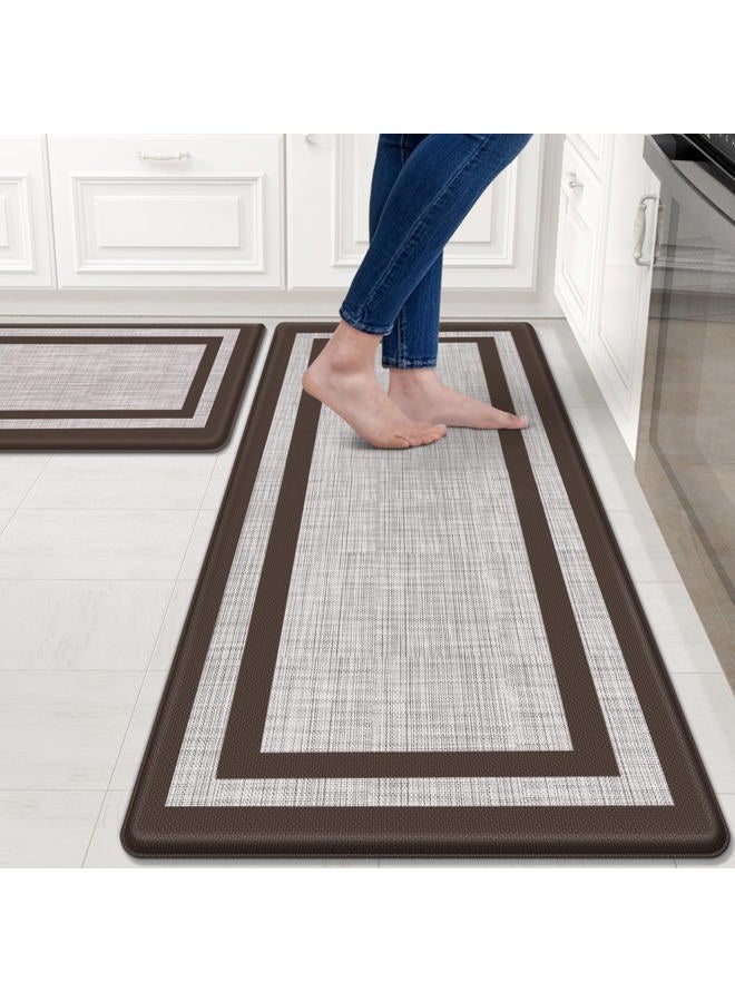 Mattitude Kitchen Mats Set of 2 Cushioned Anti-Fatigue Non-Skid Rug Sets Ergonomic Comfort Standing Mat for Kitchen, Floor, Office, Sink, Laundry,Chocolate - Image 1